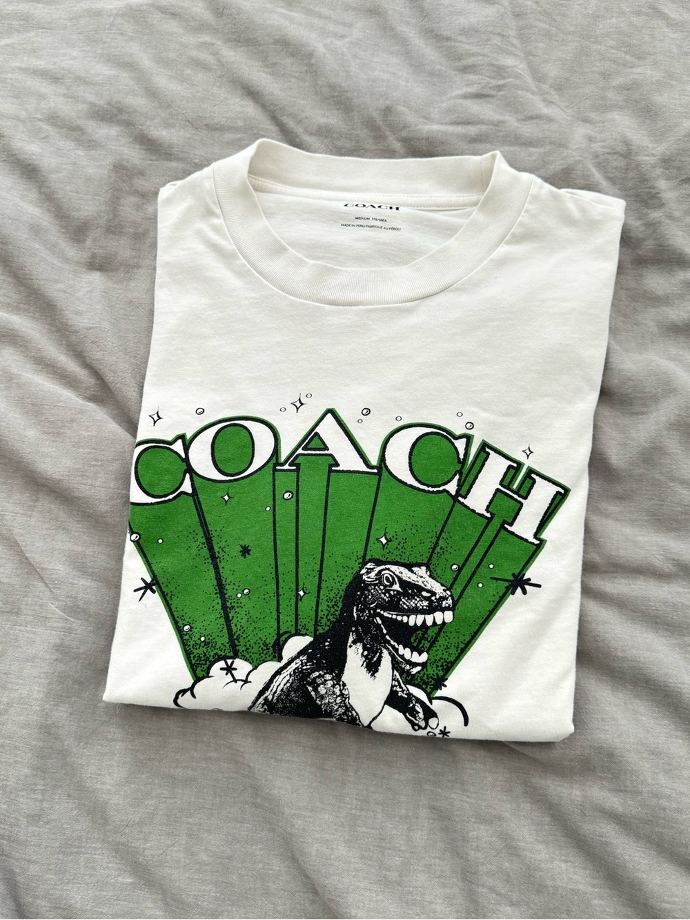Coach Boutique Rexy Dinosaur Men’s Short Sleeve Relaxed Fit Tee in Vintage White - Picture 8 of 8